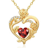 Sterling Silver Birthstone Rose Necklace for Women