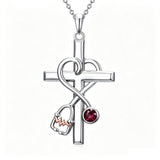 14K Gold Plated  Birthstone Stethoscope Cross Necklace Graduation Gifts for Women RN