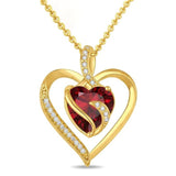 14K Gold Plated  12 Months Heart Birthstone Pendant Necklace Birthday Wedding Anniversary Jewelry Gifts for Women
