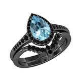 Sterling Silver 3.0CT Pear-Shaped Wedding  Engagement Ring Set For Women