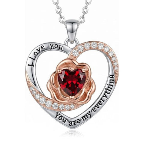 14K Gold Plated  Birthstone Rose Flower Necklaces for Women
