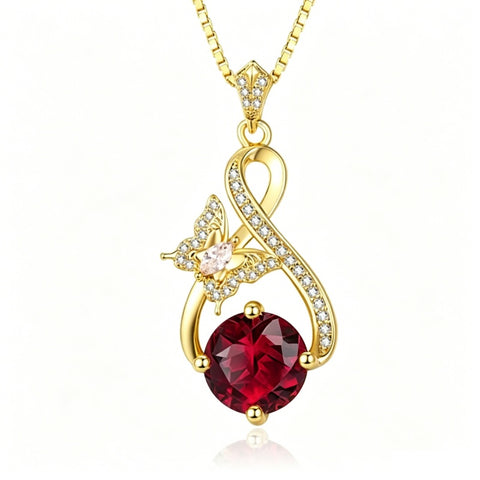 14K Gold Plated Birthstone Infinity Butterfly Necklace for Women