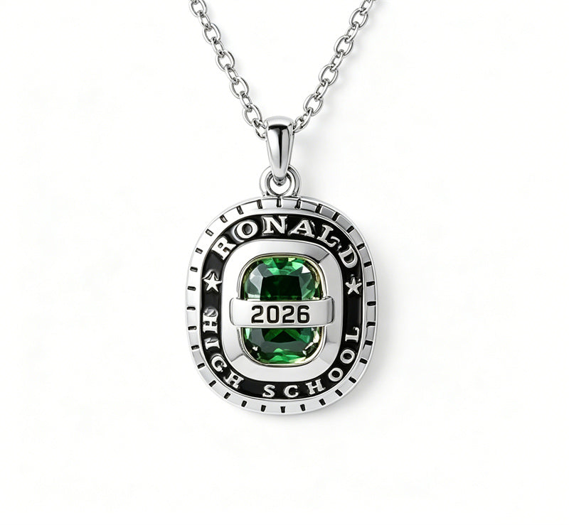 Copper Sterling Silver Personalized Birthstone Engraved Class Graduation Necklace