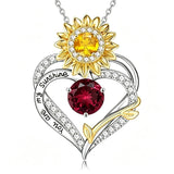 14K Gold Plated Birthstone Sunflower Pendant Necklace Anniversary Birthday Gifts for Women