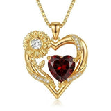 14K Gold Plated Birthstone  Sunflower Pendant Necklace for Women  Anniversary Christmas Birthday Gift