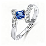 10K 14K 18K Gold Square Shaped Personalized 1-5 Birthstone  Family Mother's Ring Anniversary Ring for Women