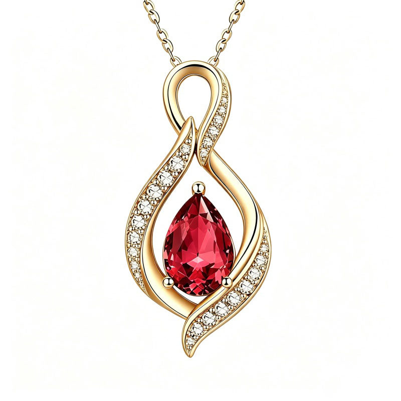 14K Gold Plated  Birthstone Infinity Symbol Pendant  Necklace Anniversary Christmas Birthday Jewelry Gift