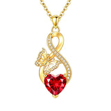14K Gold Plated Infinity Birthstone  Butterfly Cross Necklace for Women