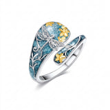Sterling Silver Turquoise Hummingbird Butterfly Sunflower Adjustable Spoon Ring