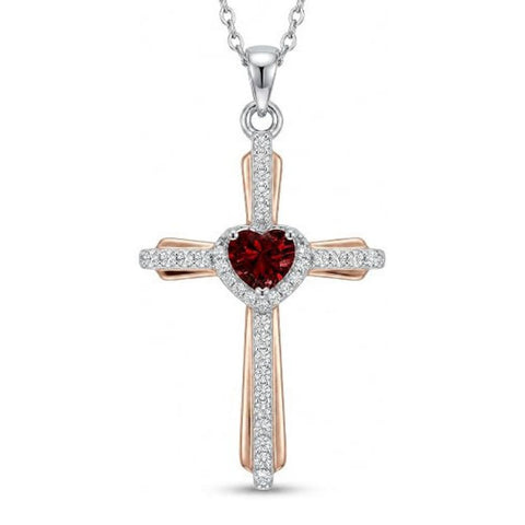 14K Gold Plated Birthstone Cross Necklace for Women  Protection Jewelry