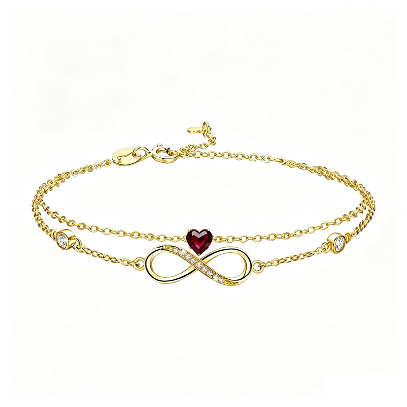 14K Gold Plated Birthstone Infinity Double-Layer Braceletfor Women