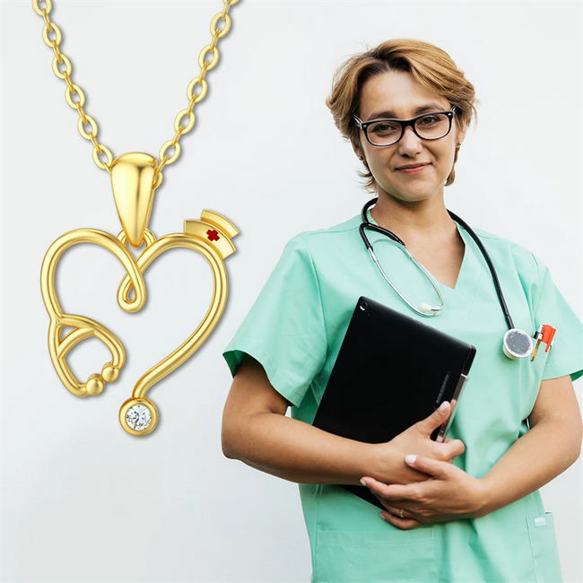 Rose gold sales stethoscope necklace