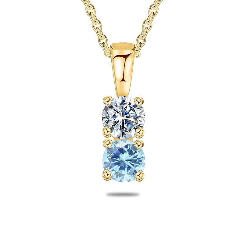 Copper Sterling Silver Personalized Simulated 1-6 Birthstones Family Pendant Necklace