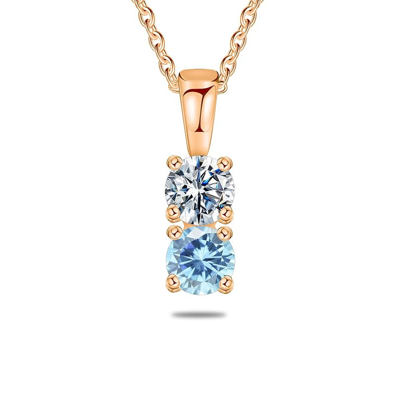 Copper Sterling Silver Personalized Simulated 1-6 Birthstones Family Pendant Necklace