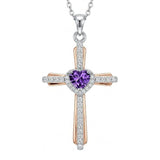14K Gold Plated Birthstone Cross Necklace for Women  Protection Jewelry