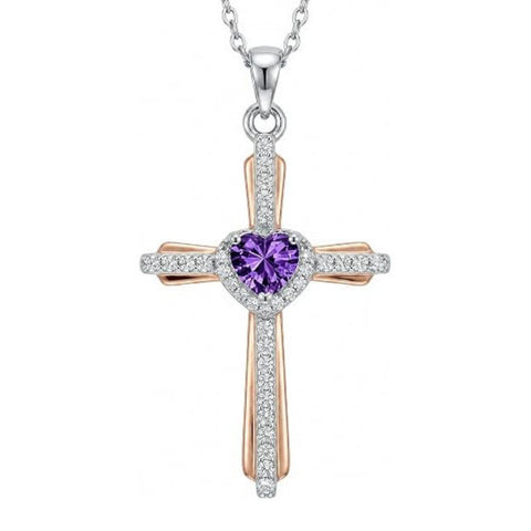 14K Gold Plated Birthstone Cross Necklace for Women  Protection Jewelry
