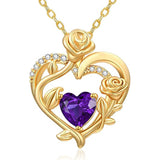 Sterling Silver Birthstone Rose Necklace for Women