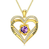 14K Gold Plated  Birthstone Rose Flower Pendant Necklace Birthday Wedding Anniversary Jewelry Gifts for Women