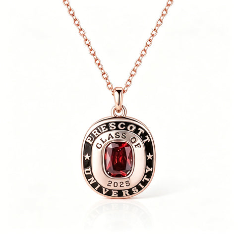 Copper Sterling Silver Custom Birthstone Engraved Class Graduation Necklace