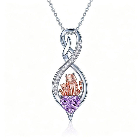 Sterling Silver 12 Month Birthstone Infinity Heart Animal Pendant Necklace Christmas Birthday Jewelry Gift