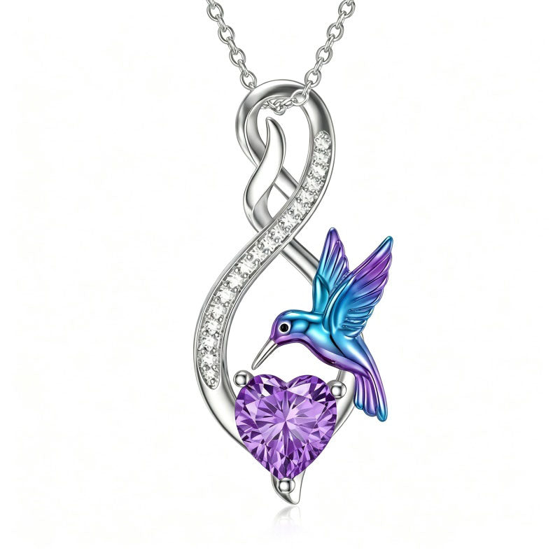 Sterling Silver 12 Month Birthstone Infinity Heart Animal Pendant Necklace Christmas Birthday Jewelry Gift