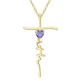 Cross Faith Heart 14K Gold Plated  Birthstone Necklaces for Women