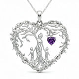 Sterling Silver Heart Pendant Birthstone Tree of Life Mother Child Family Necklace
