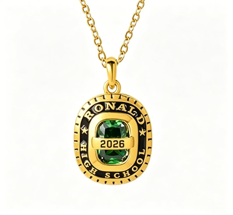 Copper Sterling Silver Personalized Birthstone Engraved Class Graduation Necklace