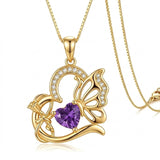 14K Gold Plated Heart Birthstone Infinity Cross Butterfly Necklace for Women