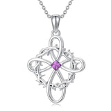 Sterling Silver 12 Birthstones Twisted Cross Necklace for Women