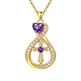 14K Gold Plated Infinity Birthstone  Butterfly Cross Necklace for Women