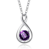 10K 14K 18K  White Gold Round Birthstone Infinity Necklace Mothers Day Gift