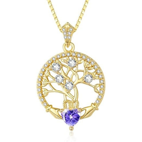 14K Gold Plated  Birthstone Tree of Life Necklaces for Women