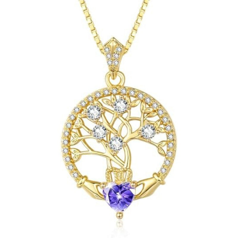 14K Gold Plated  Birthstone Tree of Life Necklaces for Women
