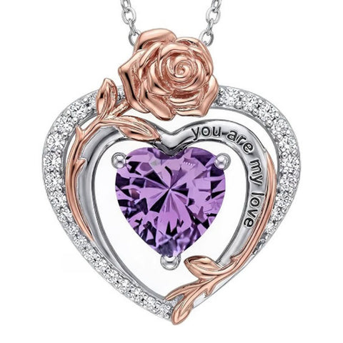 14K Gold Plated  Birthstone Rose Flower Necklaces for Women