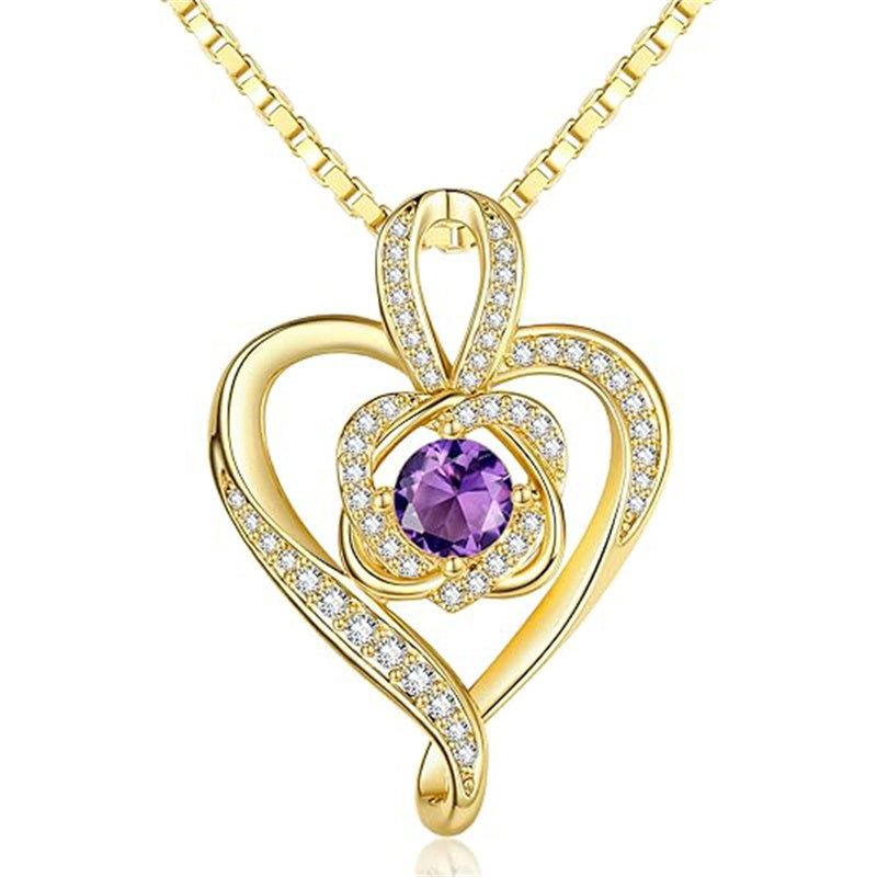 Sterling Silver Round Birthstone Necklace for Women