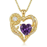 14K Gold Plated Birthstone  Sunflower Pendant Necklace for Women  Anniversary Christmas Birthday Gift