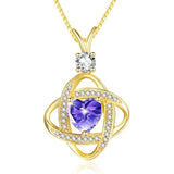 14K Gold Plated Heart Birthstone Infinity Pendant Necklace for Women Anniversary Christmas Birthday Gifts