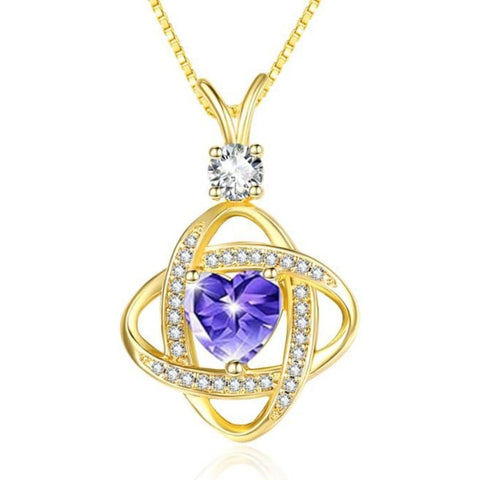 14K Gold Plated Heart Birthstone Infinity Pendant Necklace for Women Anniversary Christmas Birthday Gifts