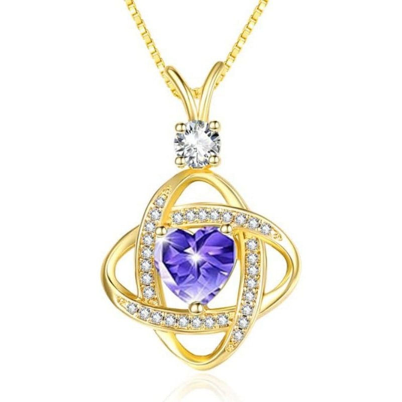 14K Gold Plated Heart Birthstone Infinity Pendant Necklace for Women Anniversary Christmas Birthday Gifts