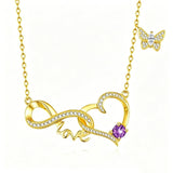 14K Gold Plated Birthstone Infinity Butterfly Necklace for Women