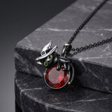Sterling Silver Birthstone Black Cat Pendant Necklace