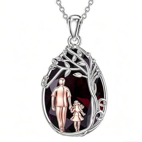 Sterling Silver Crystal Father Daughter Pendant Necklace from Dad  I Love You Forever Jewelry