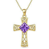 14K Gold Plated  Birthstone Cross Necklace  Pendant Necklace Mother's Day Birthday Gifts for Women
