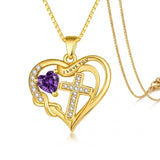 14K Gold Plated Heart Birthstone Infinity Cross Butterfly Necklace for Women