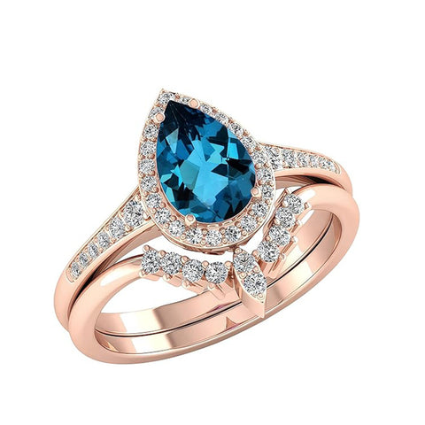 Sterling Silver 3.0CT Pear-Shaped Wedding  Engagement Ring Set For Women