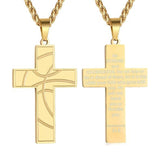 14K Gold Plated Bible Verse Basketball Cross Pendant Necklace for Men
