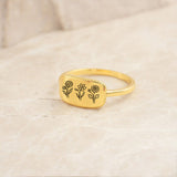 Sterling Silver Personalized Birth Flower Ring