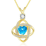 14K Gold Plated Heart Birthstone Infinity Pendant Necklace for Women Anniversary Christmas Birthday Gifts