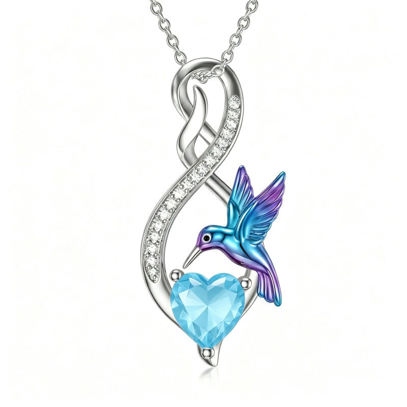Sterling Silver 12 Month Birthstone Infinity Heart Animal Pendant Necklace Christmas Birthday Jewelry Gift